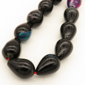 Natural Agate,Fire Agate,Drop,Dyed,Black,13*18mm,Hole:1mm,about 22pcs/strand,about 84g/strand,5 strands/package,15"(38cm),XBGB02822vhov-L001