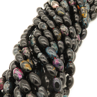 Natural Agate,Fire Agate,Oval Rice bead,Dyed,Black,8*12mm,Hole:1mm,about 32pcs/strand,about 36g/strand,5 strands/package,15"(38cm),XBGB02834vhmv-L001