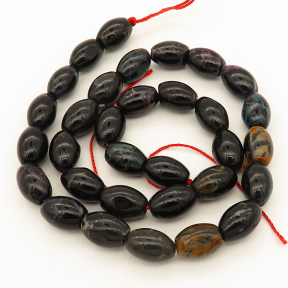 Natural Agate,Fire Agate,Oval Rice bead,Dyed,Black,8*12mm,Hole:1mm,about 32pcs/strand,about 36g/strand,5 strands/package,15"(38cm),XBGB02834vhmv-L001