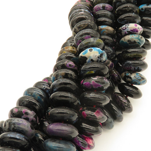 Natural Agate,Fire Agate,Disc bead,Dyed,Black,5*12mm,Hole:mm,about 74pcs/strand,about 81g/strand,5 strands/package,15"(38cm),XBGB02843vhov-L001