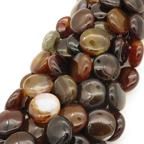 Natural Agate,Flat Round,Dyed,Brown,16*7mm,Hole:1mm,about 25pcs/strand,about 66g/strand,5 strands/package,15"(38cm),XBGB02867vhov-L001