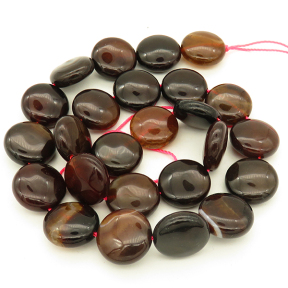 Natural Agate,Flat Round,Dyed,Brown,16*7mm,Hole:1mm,about 25pcs/strand,about 66g/strand,5 strands/package,15"(38cm),XBGB02867vhov-L001