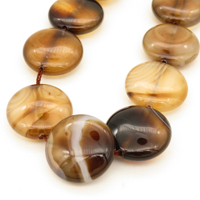 Natural Agate,Striped Agate,Flat Round,Dyed,Light Brown,20*7mm,Hole:1.2mm,about 19pcs/strand,about 81g/strand,5 strands/package,15"(38cm),XBGB02870aivb-L001