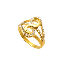 316L Stainless Steel and Zirconia Rope Buckle Ring,Gold Plating,Size 7,about 4g/pc,1 pc/package,HHP00564bhjl-360