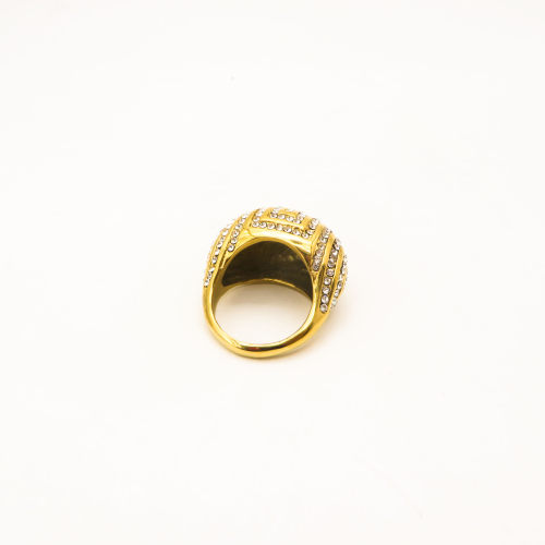 316L Stainless Steel and Zirconia Big Head Ring,Gold Plating,Size 7,about 19g/pc,1 pc/package,HHP00597ahpv-360