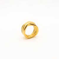 316L Stainless Steel and Zirconia Twist Ring,Gold Plating,Size 7,about 10g/pc,1 pc/package,HHP00600vhll-360