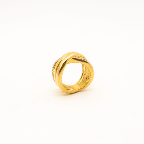 316L Stainless Steel and Zirconia Twist Ring,Gold Plating,Size 7,about 10g/pc,1 pc/package,HHP00600vhll-360