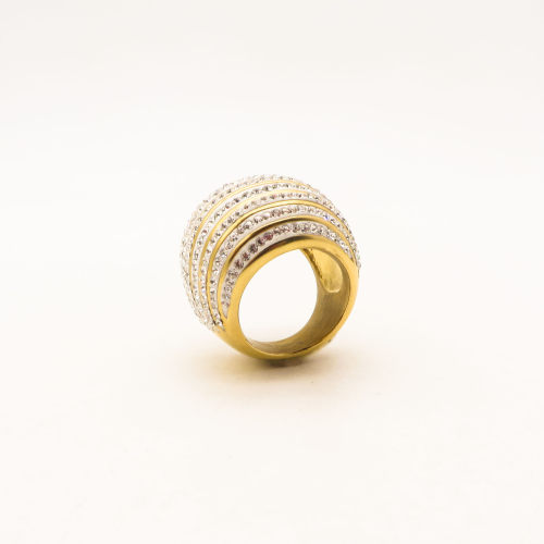 316L Stainless Steel and Zirconia Steamed BreadRing,Gold Plating,Size 7,about 26g/pc,1 pc/package,HHP00615vila-360