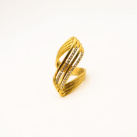 316L Stainless Steel and Zirconia Crispy Ring,Gold Plating,Size 7,about 8g/pc,1 pc/package,HHP00636bhia-360
