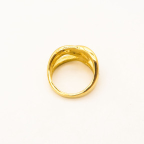 316L Stainless Steel and Zirconia Apple peel Ring,Gold Plating,Size 7,about 5g/pc,1 pc/package,HHP00561bhia-360