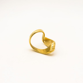 316L Stainless Steel and Zirconia Noodles Ring,Gold Plating,Size 7,about 11g/pc,1 pc/package,HHP00585bhia-360