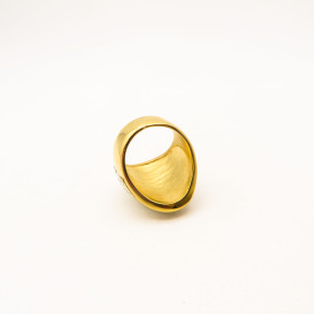 316L Stainless Steel and Zirconia Convex Hull Ring,Gold Plating,Size 7,about 18g/pc,1 pc/package,HHP00606aija-360