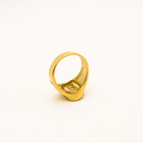 316L Stainless Steel and Zirconia Horse Seal Ring,Gold Plating,Size 7,about 7g/pc,1 pc/package,HHP00618bhio-360