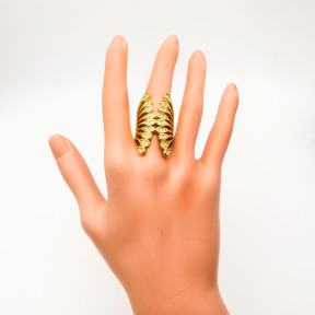 316L Stainless Steel and Zirconia Butterfly Wings Ring,Gold Plating,Size 7,about 14g/pc,1 pc/package,HHP00648biib-360