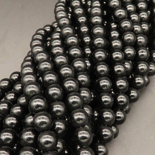 Black Glass,Round,Dyed,Black,10mm,Hole:1.2mm,about 38pcs/strand,about 55g/strand,5 strands/package,15"(38cm),XBG00482ablb-L001