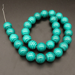 Synthetic Malachite,Round,Dyed,Blue,14mm,Hole:1mm,about 27pcs/strand,about 110g/strand,5 strands/package,15"(38cm),XBGB03269ahjb-L001