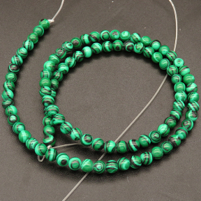 Synthetic Malachite,Round,Dyed,Malachite green,4mm,Hole:0.5mm,about 90pcs/strand,about 9g/strand,5 strands/package,15"(38cm),XBGB03272baka-L001