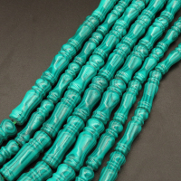 Synthetic Malachite,Bamboo Joint,Dyed,Blue,6*29mm,Hole:1mm,about 13pcs/strand,about 36g/strand,5 strands/package,15"(38cm),XBGB03275ahlv-L001