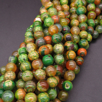Natural Agate,Ice Burst Agate,Round,Dyed,Flowers green,6mm,Hole:0.8mm,about 63pcs/strand,about 22g/strand,5 strands/package,15"(38cm),XBGB03316vbmb-L001