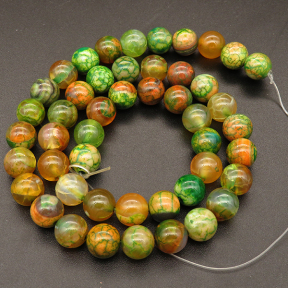 Natural Agate,Ice Burst Agate,Round,Dyed,Flowers green,6mm,Hole:0.8mm,about 63pcs/strand,about 22g/strand,5 strands/package,15"(38cm),XBGB03316vbmb-L001