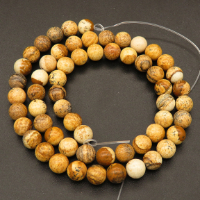 Natural Picture Jasper,Round,Brown,10mm,Hole:1mm,about 38pcs/strand,about 55g/strand,5 strands/package,15"(38cm),XBGB03351bhva-L001