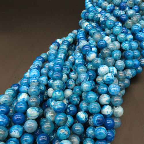 Natural Agate,Ice Burst Agate,Round,Dyed,Blue,8mm,Hole:1mm,about 48pcs/strand,about 36g/strand,5 strands/package,15"(38cm),XBGB03363bbov-L001