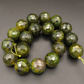 Natural Agate,Dragon Veins Agate,Faceted Round,Dyed,Dark green,20mm,Hole:1.5mm,about 19pcs/strand,about 200g/strand,5 strands/package,15"(38cm),XBGB03383aiov-L001