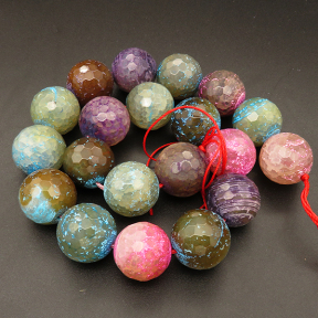 Natural Agate,Faceted Round,Dyed,Mixed color,20mm,Hole:1.2mm,about 19pcs/strand,about 200g/strand,5 strands/package,15"(38cm),XBGB03386aiov-L001