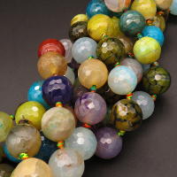 Natural Agate,Faceted Round,Dyed,Mixed color,16mm,Hole:1.2mm,about 23pcs/strand,about 120g/strand,5 strands/package,16"(42cm),XBGB03392aivb-L001