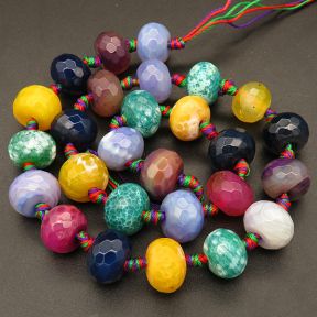 Natural Agate,Faceted Abacus beads,Dyed,Mixed color,10*14mm,Hole:1.2mm,about 27pcs/strand,about 80g/strand,5 strands/package,17"(42cm),XBGB03395vhov-L001