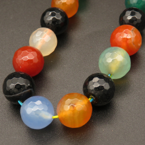 Natural Agate,Faceted Round,Dyed,Mixed color,6mm,Hole:0.8mm,about 63pcs/strand,about 22g/strand,5 strands/package,15"(38cm),XBGB03398vbmb-L001