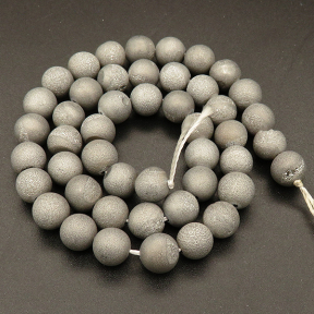 Natural Weathered Agate,Frosted Round,Electroplated,Gray,6mm,Hole:0.8mm,about 63pcs/strand,about 22g/strand,5 strands/package,15"(38cm),XBGB03407vbpb-L001
