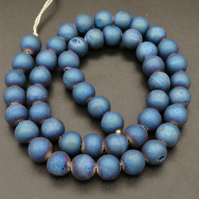 Natural Weathered Agate,Frosted Round,Electroplated,Royal blue,6mm,Hole:0.8mm,about 63pcs/strand,about 22g/strand,5 strands/package,15"(38cm),XBGB03410vbpb-L001