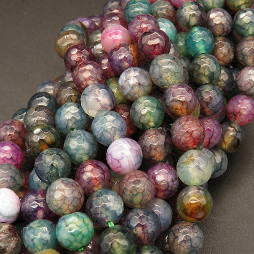 Natural Agate,Dragon Veins Agate,Faceted Round,Dyed,Colorful,4mm,Hole:0.5mm,90pcs/strand,about 9g/strand,5 strands/package,15"(38cm),XBGB03429vbmb-L001
