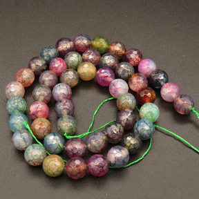 Natural Agate,Dragon Veins Agate,Faceted Round,Dyed,Colorful,4mm,Hole:0.5mm,90pcs/strand,about 9g/strand,5 strands/package,15"(38cm),XBGB03429vbmb-L001