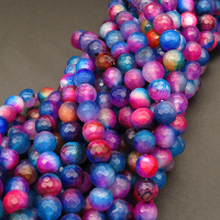 Natural Agate,Double Agate,Faceted Round,Dyed,Colorful,4mm,Hole:0.5mm,about 90pcs/strand,about 9g/strand,5 strands/package,15"(38cm),XBGB03435vbmb-L001