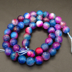 Natural Agate,Double Agate,Faceted Round,Dyed,Colorful,4mm,Hole:0.5mm,about 90pcs/strand,about 9g/strand,5 strands/package,15"(38cm),XBGB03435vbmb-L001