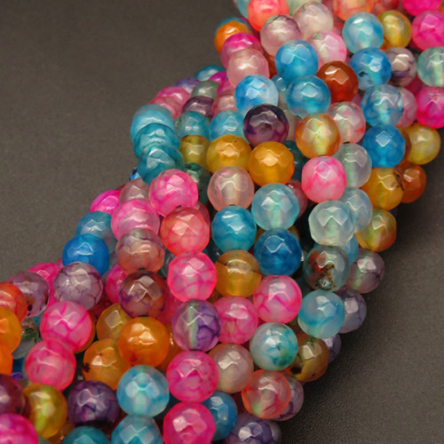 Natural Agate,Faceted Round,Dyed,Mixed color,4mm,Hole:0.5mm,about 90pcs/strand,about 9g/strand,5 strands/package,15"(38cm),XBGB03438vbmb-L001