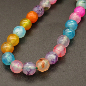 Natural Agate,Faceted Round,Dyed,Mixed color,4mm,Hole:0.5mm,about 90pcs/strand,about 9g/strand,5 strands/package,15"(38cm),XBGB03438vbmb-L001