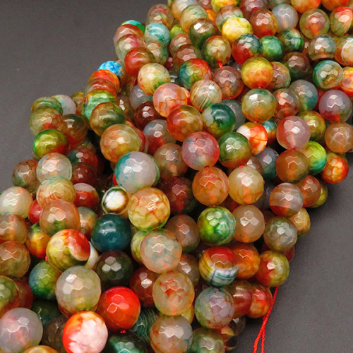 Natural Agate,Colorful Agate,Faceted Round,Dyed,Colorful,4mm,Hole:0.5mm,about 90pcs/strand,about 9g/strand,5 strands/package,15"(38cm),XBGB03450vbmb-L001
