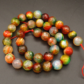Natural Agate,Colorful Agate,Faceted Round,Dyed,Colorful,4mm,Hole:0.5mm,about 90pcs/strand,about 9g/strand,5 strands/package,15"(38cm),XBGB03450vbmb-L001