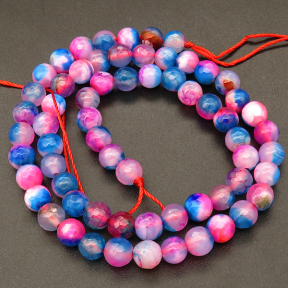 Natural Agate,Double Agate,Faceted Round,Dyed,Colorful,4mm,Hole:0.5mm,about 90pcs/strand,about 9g/strand,5 strands/package,15"(38cm),XBGB03456vbmb-L001