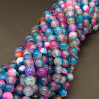Natural Agate,Double Agate,Round,Dyed,Colorful,4mm,Hole:0.5mm,about 90pcs/strand,about 9g/strand,5 strands/package,15"(38cm),XBGB03459ablb-L001