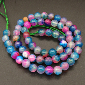 Natural Agate,Double Agate,Round,Dyed,Colorful,4mm,Hole:0.5mm,about 90pcs/strand,about 9g/strand,5 strands/package,15"(38cm),XBGB03459ablb-L001