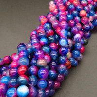 Natural Agate,Double Agate,Round,Dyed,Colorful,4mm,Hole:0.5mm,about 90pcs/strand,about 9g/strand,5 strands/package,15"(38cm),XBGB03462ablb-L001