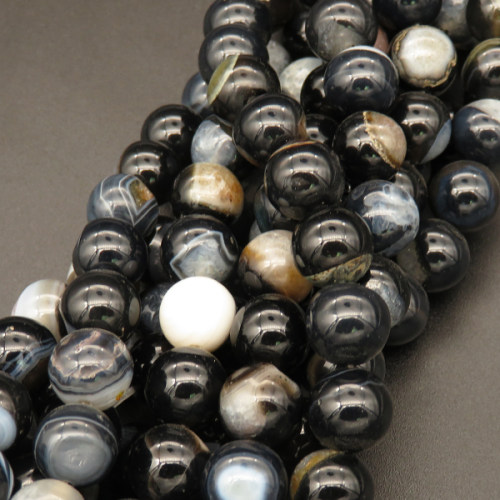 Natural Agate,Round,Dyed,Black,4mm,Hole:0.5mm,about 90pcs/strand,about 9g/strand,5 strands/package,15"(38cm),XBGB03465ablb-L001