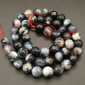 Natural Agate,Faceted Round,Dyed,Black,4mm,Hole:0.5mm,about 90pcs/strand,about 9g/strand,5 strands/package,15"(38cm),XBGB03468vbmb-L001