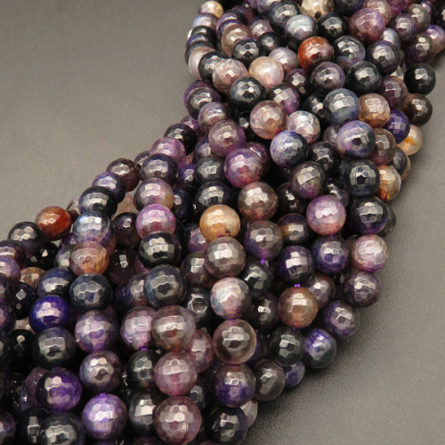 Natural Agate,Faceted Round,Dyed,Deep purple,4mm,Hole:0.5mm,about 90pcs/strand,about 9g/strand,5 strands/package,15"(38cm),XBGB03471vbmb-L001
