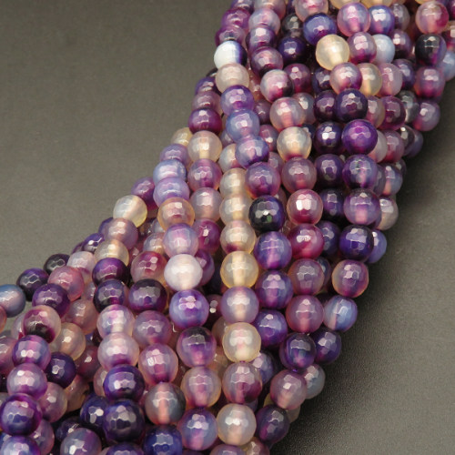 Natural Agate,Faceted Round,Dyed,Purple,4mm,Hole:0.5mm,about 90pcs/strand,about 9g/strand,5 strands/package,15"(38cm),XBGB03474vbmb-L001