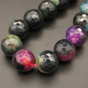 Natural Agate,Colorful Agate,Faceted Round,Dyed,Colorful,4mm,Hole:0.5mm,about 90pcs/strand,about 9g/strand,5 strands/package,15"(38cm),XBGB03477vbmb-L001